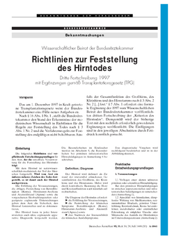 Richtlinie zur Feststellung des Hirntodes (1997)