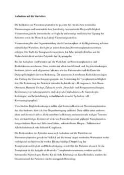 Voraussetzungen zur Aufnahme auf die Warteliste