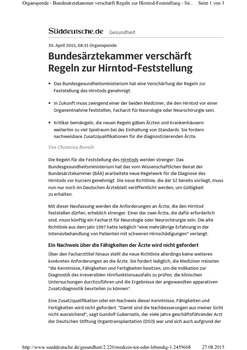Bundesärztekammer verschärft Regeln zur Hirntod-Feststellung
