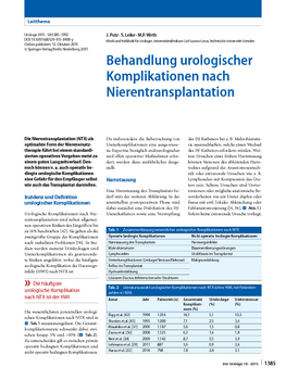 Behandlung urologischer Komplikationen nach Nierentransplantation