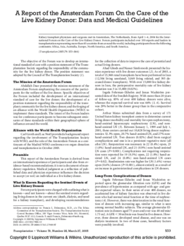 A Report of the Amsterdam Forum On the Care of the Live Kidney Donor: Data and Medical Guidelines