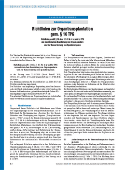 Bundesärztekammer - Richtlinien vom 23. April 2015 zur Organtransplantation gem. § 16 TPG
