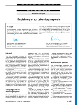 Empfehlungen zur Lebendorganspende