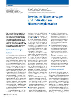 Terminales Nierenversagen und Indikation zur Nierentransplantation