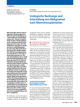 Urologische Nachsorge und Entwicklung von Malignomen nach Nierentransplantation