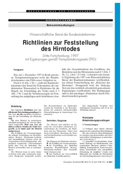 Richtlinie zur Feststellung des Hirntodes (1997)