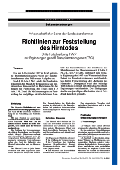 Richtlinie zur Feststellung des Hirntodes (1997)