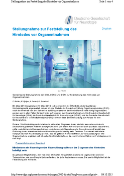 Stellungnahme zur Feststellung des Hirntodes vor Organentnahmen