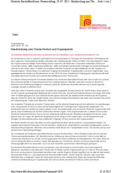 Handreichung zum Thema Hirntod und Organspende