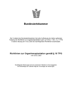 Richtlinien zur Organtransplantation gem. § 16 TPG (28.02.2003)