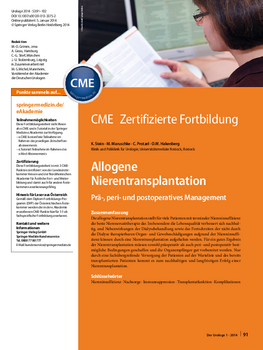 Allogene Nierentransplantation - Prä-, peri- und postoperatives Management