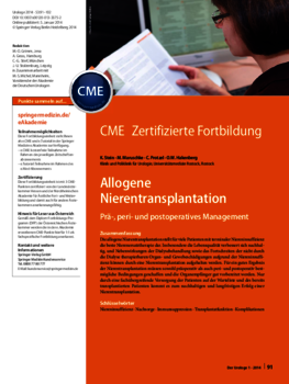 Allogene Nierentransplantation - Prä-, peri- und postoperatives Management