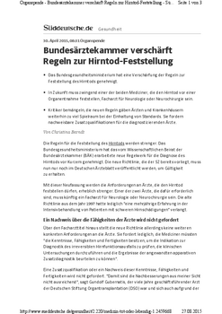 Bundesärztekammer verschärft Regeln zur Hirntod-Feststellung