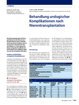 Behandlung urologischer Komplikationen nach Nierentransplantation