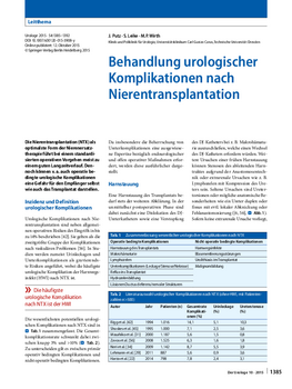 Behandlung urologischer Komplikationen nach Nierentransplantation